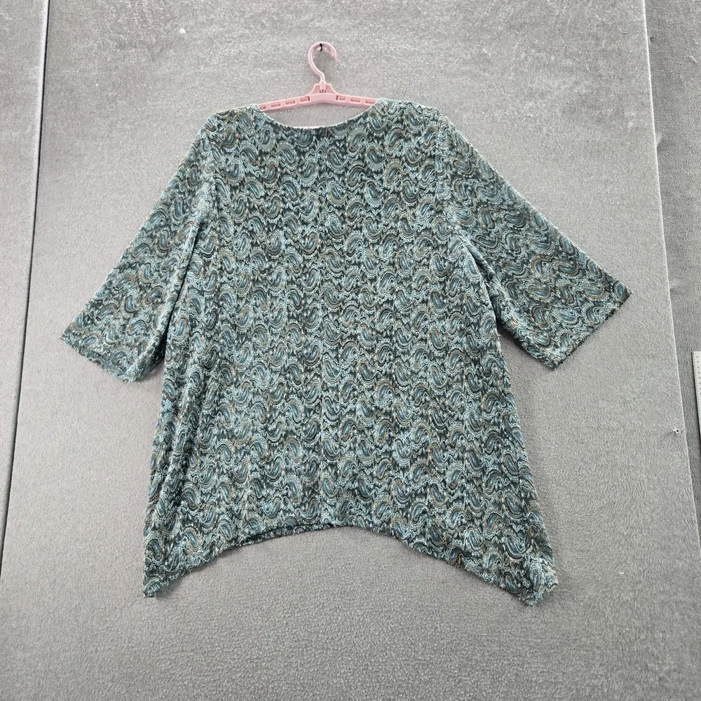 Catherines Women Blouse 3X (26/28W) Blue Nylon Polyester Geometric Tunic‎